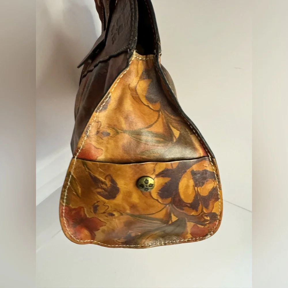 Patricia Nash Lione Heritage Multi Color Floral Print Large Leather Shoulder Bag - Picture 6 of 14